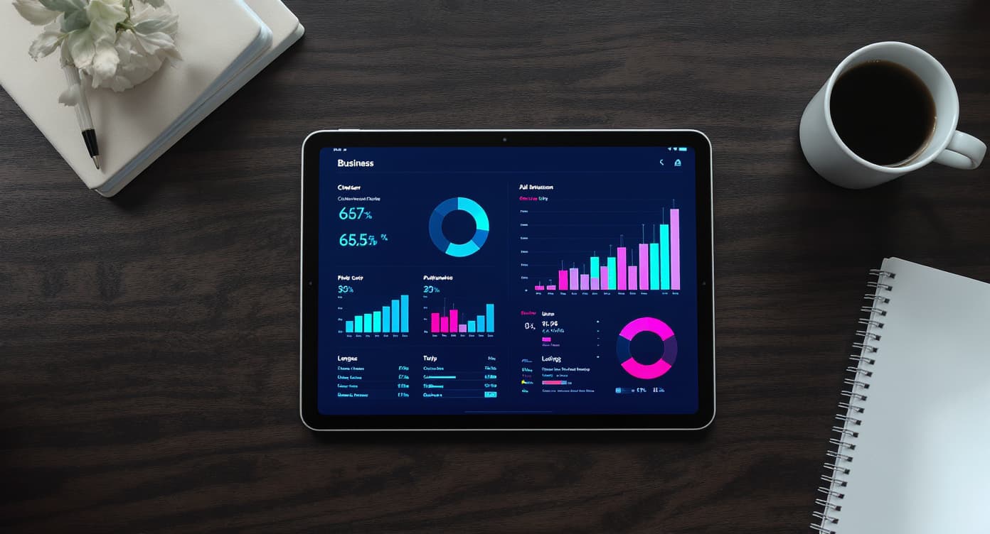 Sauberes Business-Reporting auf Tablet, klare Visualisierung